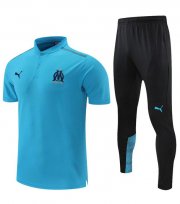 2021-22 Marseille Sky Blue Polo Kits Shirt with Trousers
