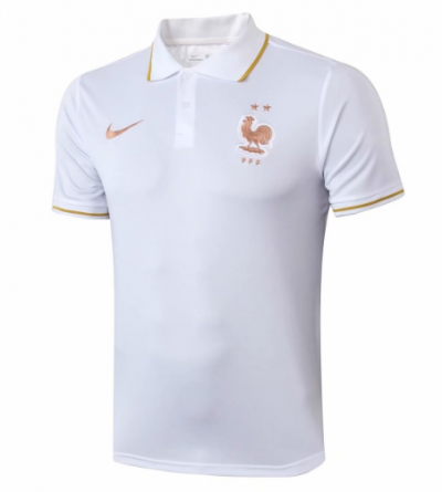 2019-20 France White 2-Stars Polo Shirt