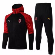 2020-21 AC Milan Black Red Training Suits Hoodie Jacket with Pants