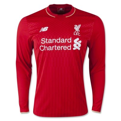 2015-16 Liverpool Home Soccer Jersey LS