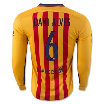 2015-16 Barcelona DANI ALVES 6 LS Away Soccer Jersey
