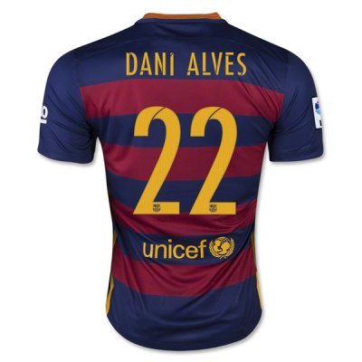2015-16 Barcelona DANI ALVES 22 Home Soccer Jersey