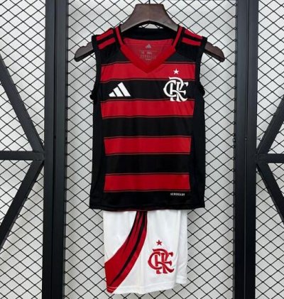 2025-26 Flamengo Kids Home Vest Soccer Kits Shirt With Shorts