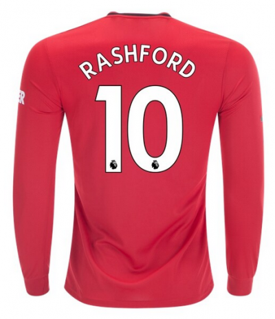 Marcus Rashford #10 Manchester United 2019-20 Long Sleeve Home Soccer Jersey