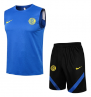 2021-22 Inter Milan Blue Training Vest Kits Soccer Shirt with Shorts