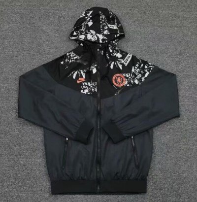 2020-21 Chelsea Black Hoodie Windbreaker Jacket