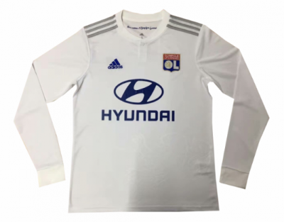 2019-20 Olympique Lyonnais Long Sleeve Home Soccer Jersey Shirt