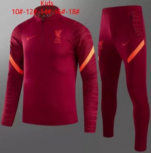 Kids 2021-22 Liverpool Red Sweatshirt with Pants Youth Training Suits