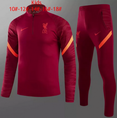 Kids 2021-22 Liverpool Red Sweatshirt with Pants Youth Training Suits