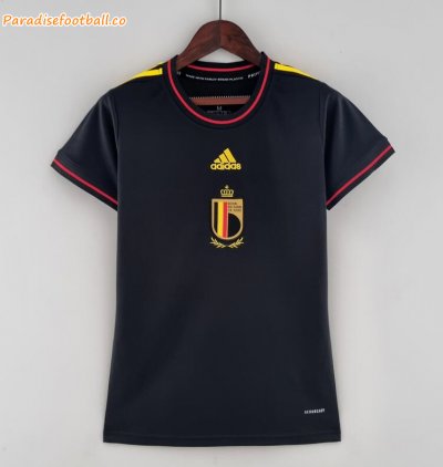2022 Belgium Black Women Away Soccer Jersey Shirt