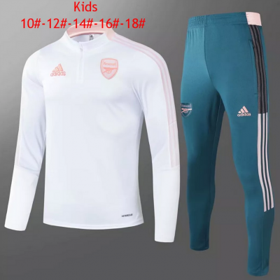 Kids 2021-22 Arsenal White Training Kits Youth Sweater with Pants