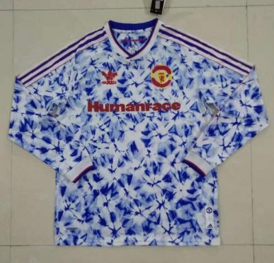 2020-21 Manchester United Human Race Long Sleeve Blue Soccer Jersey Shirt