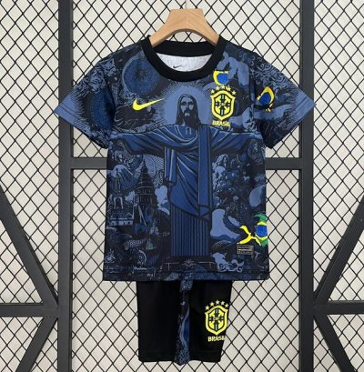2024/25 Brazil Kids Special Blue Soccer Kits Shirt With Shorts