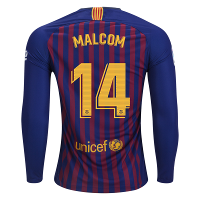 2018-19 FC Barcelona LS Home Soccer Jersey Shirt Malcom #14