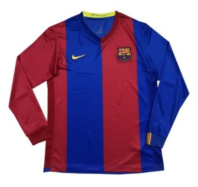 2006-2007 Barcelona Retro Long Sleeve Home Soccer Jersey Shirt