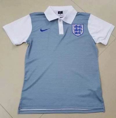 2016 Euro England Blue White Polo Shirt
