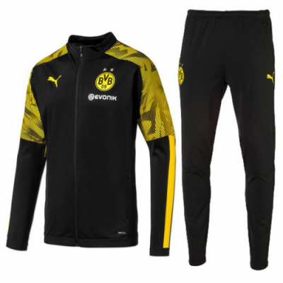 2019-20 Dortmund Black Yellow Stripe Training Kits (Jacket + Pants)