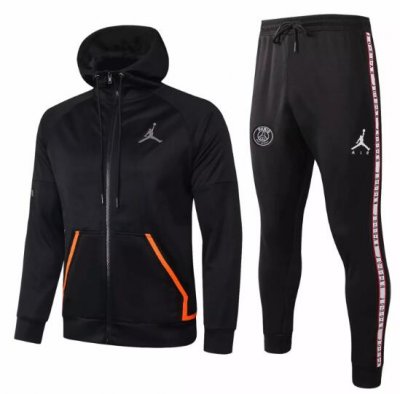 2020-21 PSG Jordan Black Hoodie Jacket Training Kits with Pants