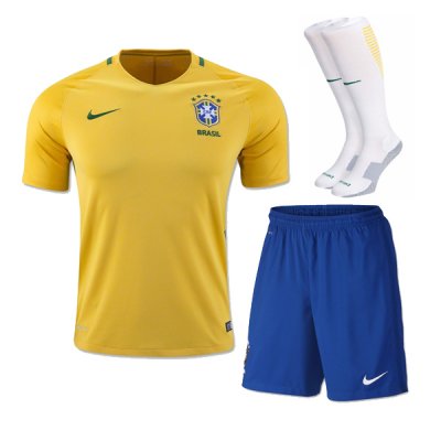 2016-17 Brazil Home Soccer Whole Kits (Shirt+Shorts+Socks)