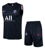 2020-21 PSG x Jordan Navy Training Vest Kits Soccer Shirt with Shorts