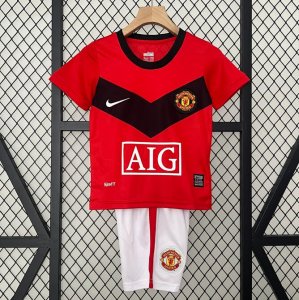 2009-10 Manchester United Retro Kids Home Soccer Kits Shirt With Shorts