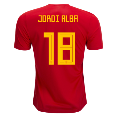 2018 World Cup Belgium Jordi Alba #18 Home Soccer Jersey Shirt
