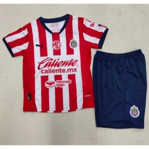 Kids Chivas 2024-25 Home Soccer Kits Shirt With Shorts