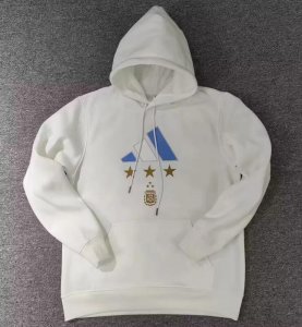 2022 FIFA World Cup Argentina Three Stars White Champions Hoodie Sweat Shirt