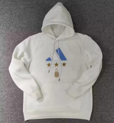 2022 FIFA World Cup Argentina Three Stars White Champions Hoodie Sweat Shirt