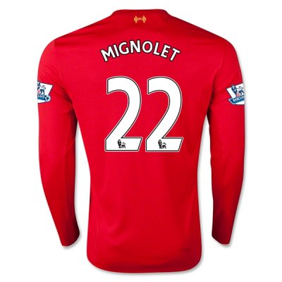 2015-16 Liverpool MIGNOLET #22 LS Home Soccer Jersey