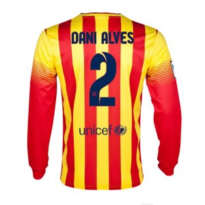 13-14 Barcelona #2 Dani Alves Away Long Sleeve Soccer Jersey Shirt 13-14 Barcelona #2 Dani Alves Away Long Sleeve Soccer Jersey Shirt