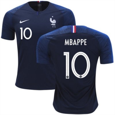 2018 World Cup France Home Soccer Jersey Shirt Kylian Mbappe #10