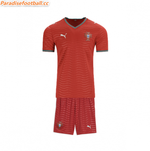 2026 FIFA World Cup Portugal Home Kids Soccer Kits Shirt With Shorts