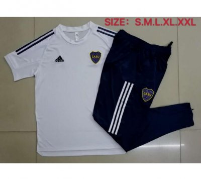 2020-21 Boca Junior White Short Sleeve Training Kits Pants with Shirt