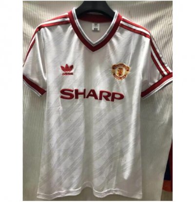1986 Manchester United Retro Away White Soccer Jersey Shirt