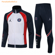 2020-21 PSG x Jordan White Navy Training Suits Jacket with Pants