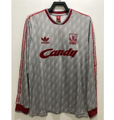 1989-1991 Liverpool Retro Long Sleeve Away Soccer Jersey Shirt