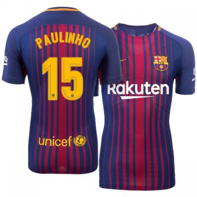 2017-18 Barcelona #15 Paulinho Home Soccer Jersey