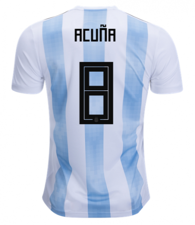 Marcos Acuna #8 2018 World Cup Argentina Home Soccer Jersey Shirt
