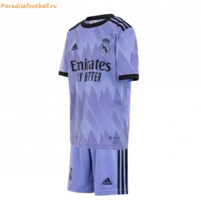 2022-23 Real Madrid Kids Away Soccer Kits Shirt With Shorts