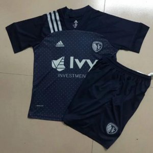 Kids Sporting Kansas City 2020-21 Home Soccer Shirt With Shorts