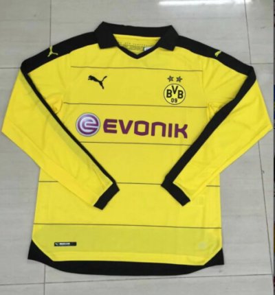 2015-16 Dortmund Home Soccer Jersey LS