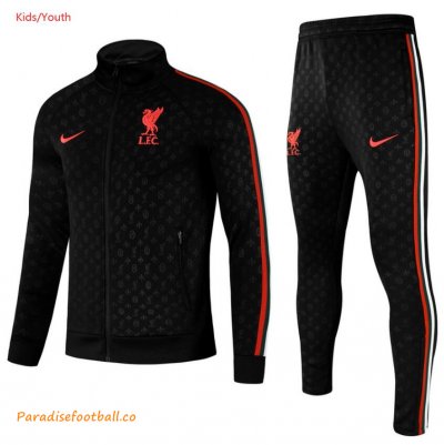 Kids 2021-22 Liverpool Black Training Kits Youth Jacket with Pants
