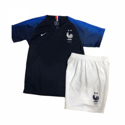 2 Stars Kids France 2018 World Cup Home Soccer Kit (Jersey + Shorts)