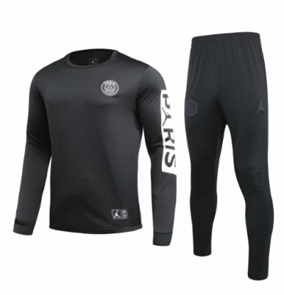 2019-20 Jordan PSG Black Sweatshirt Training Suits and Pants
