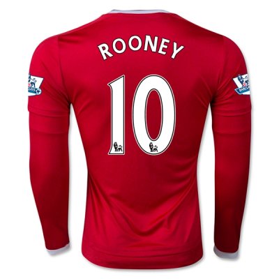 2015-16 Manchester United LS Home Soccer Jersey ROONEY 10