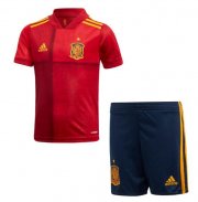 Kids Spain 2020 Euro Home Soccer Shirt With Shorts