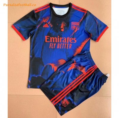 2021-22 Olympique Lyonnais Kids Fourth Away Soccer Kits Shirt with Shorts
