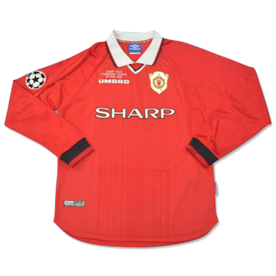 99-00 Manchester United Retro Euro LS Home Soccer Jersey Shirt