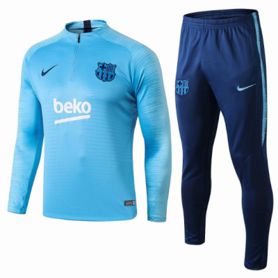 2018-19 Barcelona Light Blue Stripe Training Suit